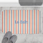 Le Bain Tricolor Striped Bath Mat, CREAM — French-Inspired Red & Blue Bathroom Rug