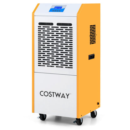 290 Pints Commercial Dehumidifier with Pump and Drain Hose for Basement Warehouse-Yellow