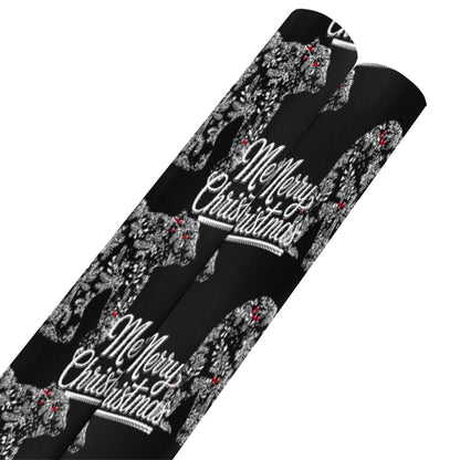 Merry Christmas Polar Bear Black Gift Wrapping Paper - 2 Rolls (Made in USA)