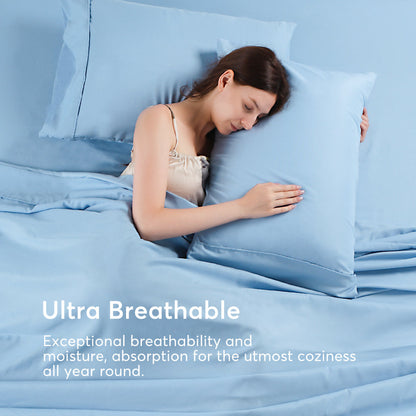 Kasentex Lightweight Sheet Set Full/Queen/King - Breathable Deep Pocket Bed Sheets with Pillowcases