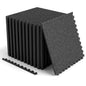 Interlocking Rubber Gym Floor Mats 48 Sq Ft with Borders