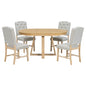 Dining Set With Leaf Round Table And 4 Upholstered Chairs