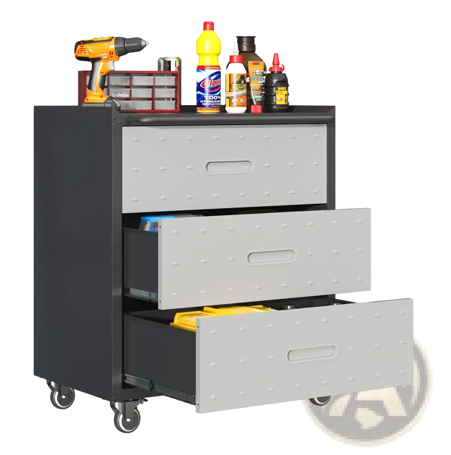 3 Drawer Metal Rolling Tool Cabinet with Wheels