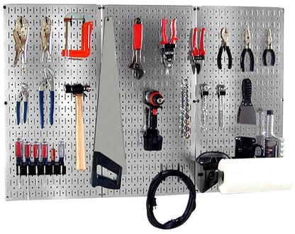 4 ft Metal Pegboard Basic Tool Organizer Kit - Metallic Toolboard & Hooks