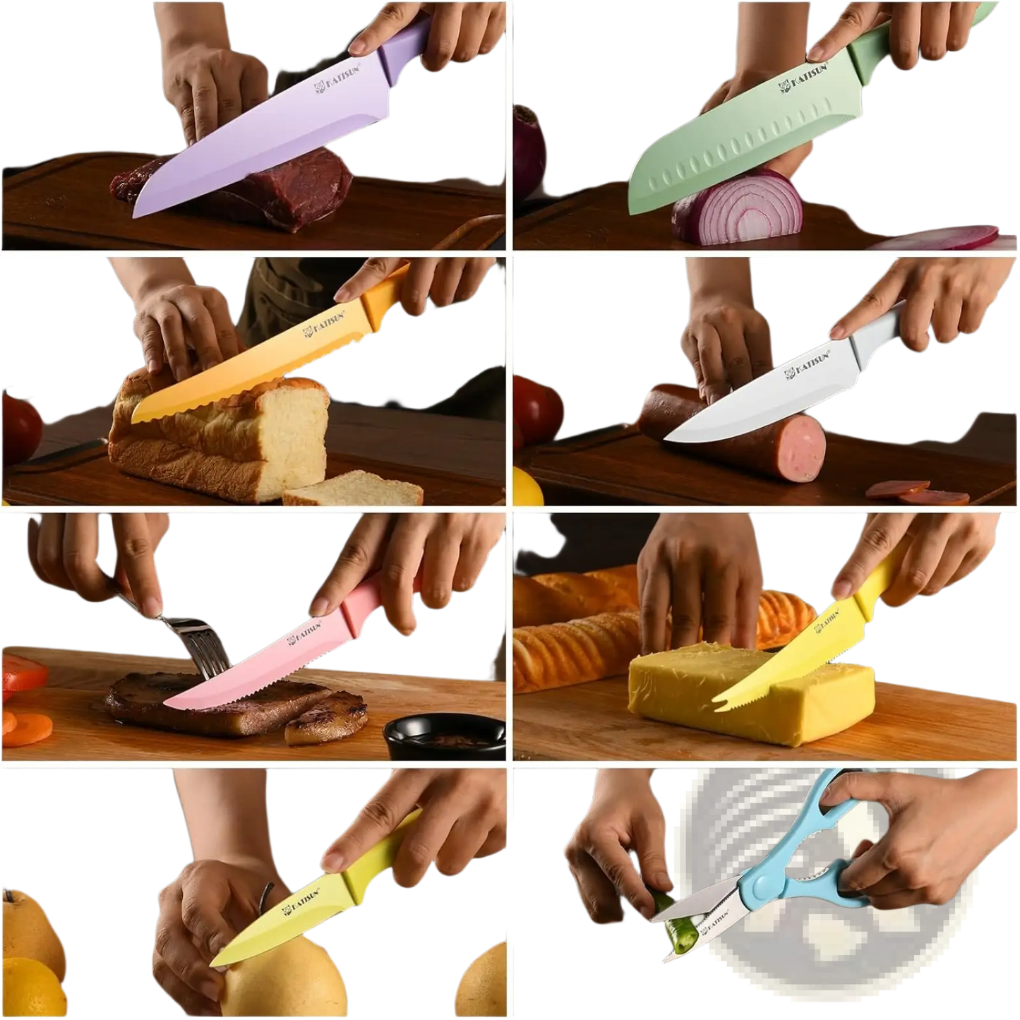 30 Piece Colorful Knife Set with Cutting Board