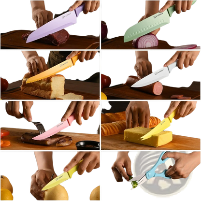 30 Piece Colorful Knife Set with Cutting Board