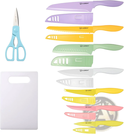 30 Piece Colorful Knife Set with Cutting Board