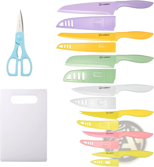 30 Piece Colorful Knife Set with Cutting Board