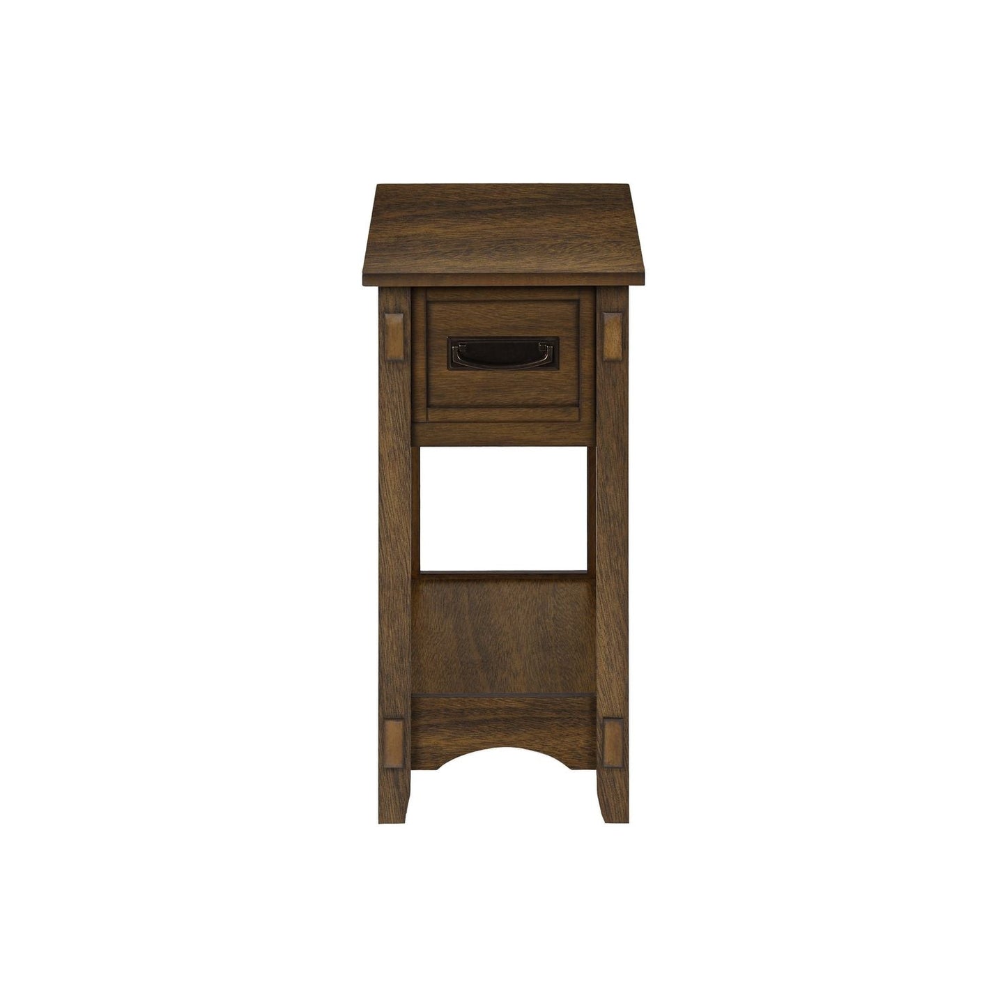 Accent End Table, 2 Tier, Narrow, Storage Drawer, Transitional - Walnut