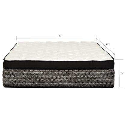 12" Premium Hybrid Mattress In A Box Soft Gel Memory Foam Top With Cooling Technology - Gray / White - Queen
