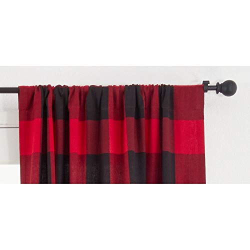 Buffalo Plaid Home Décor 100% Pure Cotton Rod Pocket Window Curtain Single 1 Panel for Bedroom, Living Room, Patio Door Backing Sliding Glass Door Drape, 54 Inches W x 84 Inches L, Red-Black