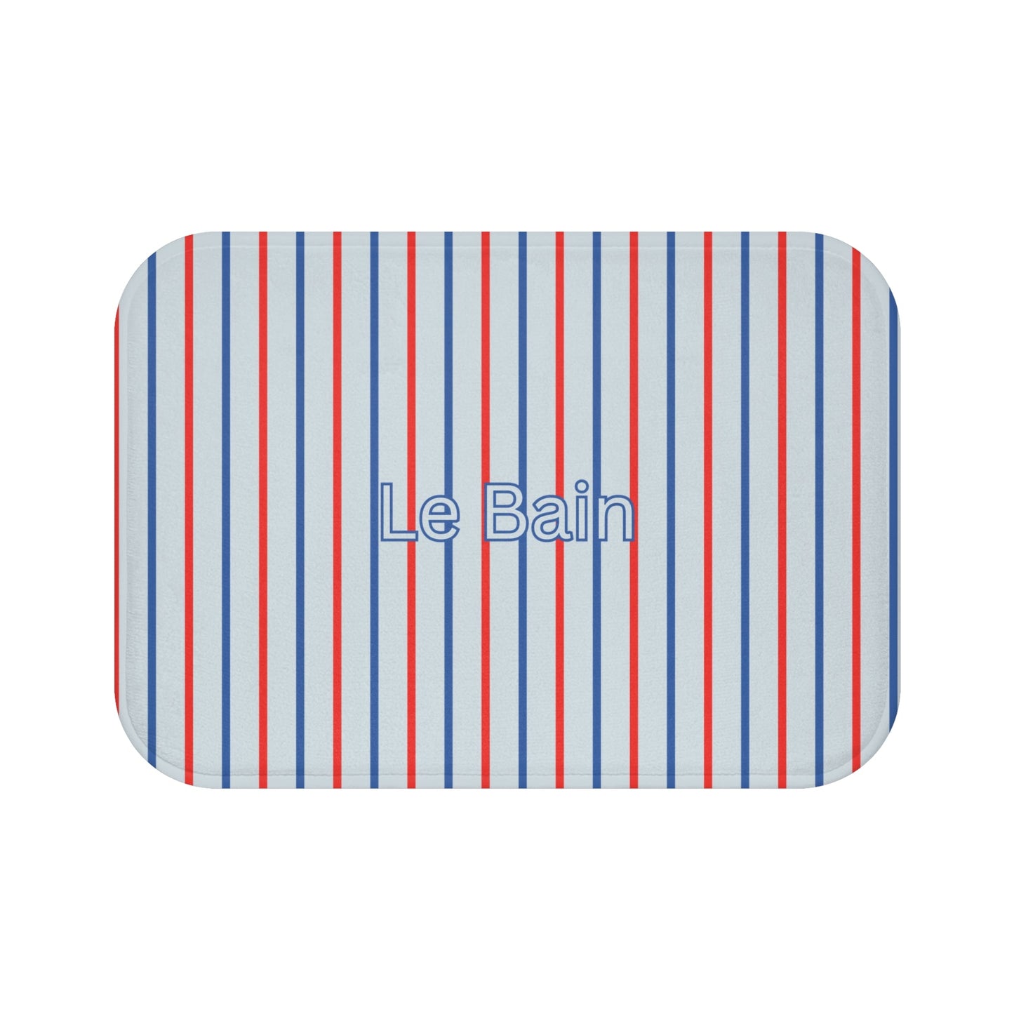 Le Bain Tricolor Striped Bath Mat, BLUE — French-Inspired Red & Blue Bathroom Rug