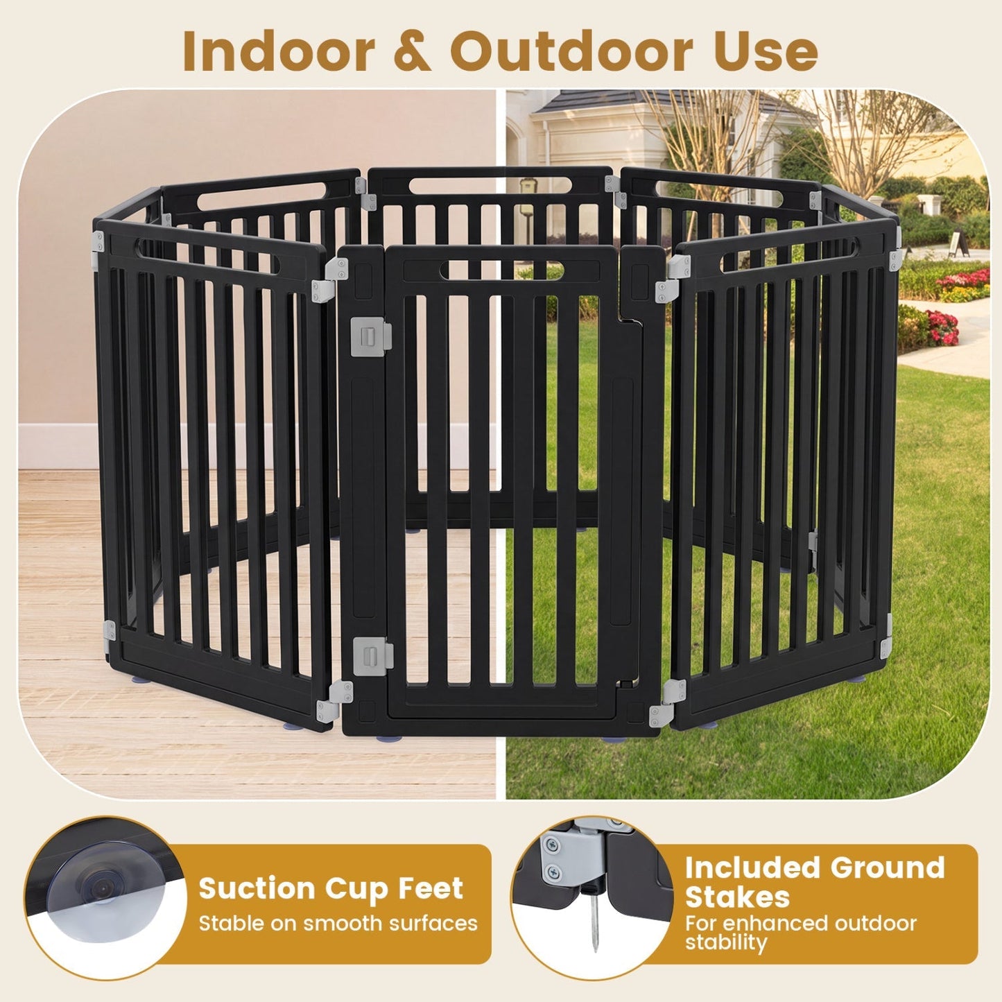 8-Panel Dog Playpen 31.5" Height Indoor Outdoor HDPE