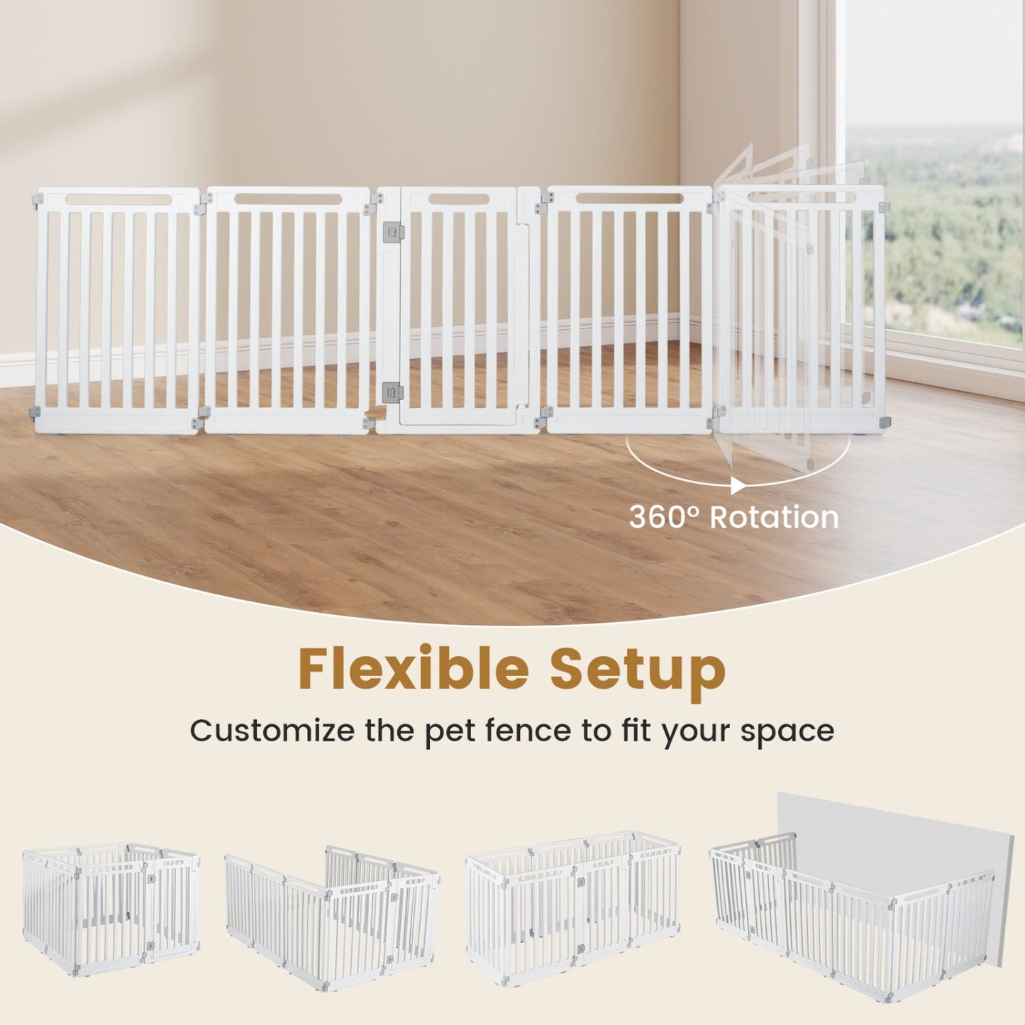 16-Panel Dog Playpen 31.5" Height Indoor Outdoor Pet Gate