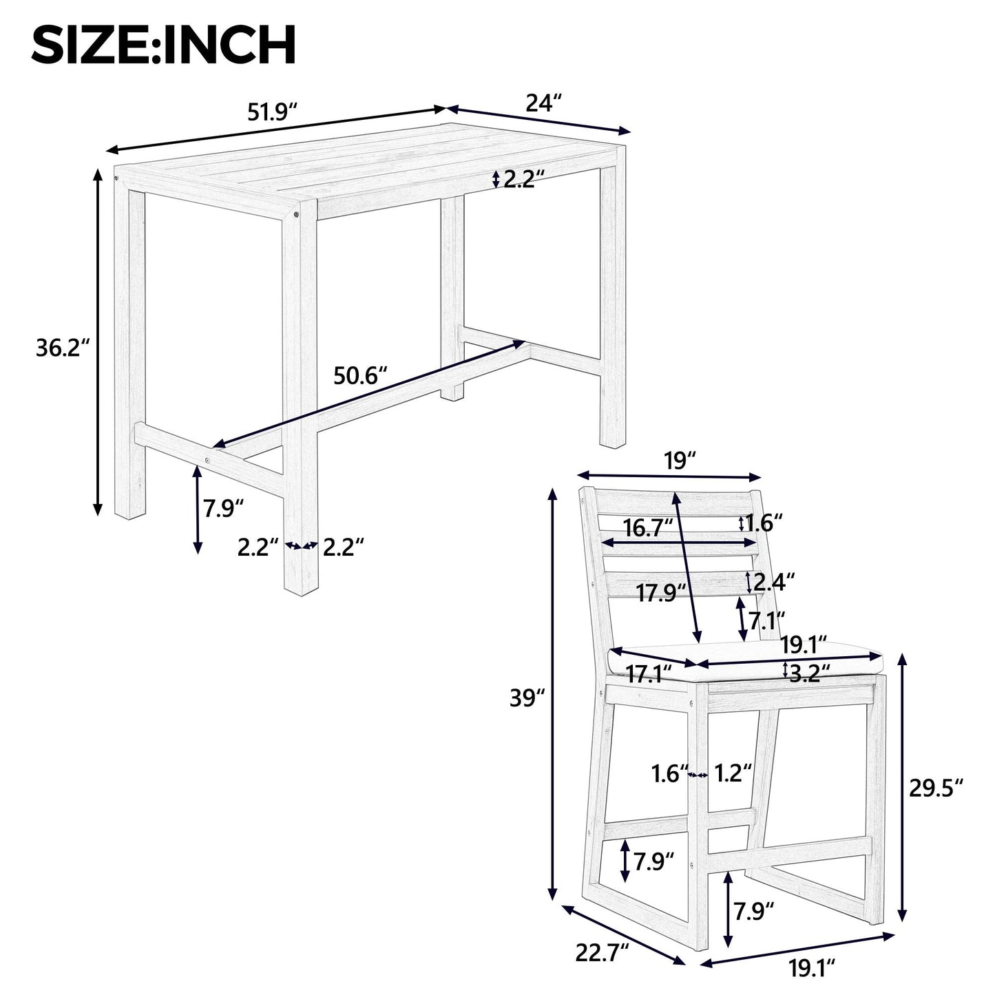 Patio Bar Set With Ergonomic Chairs