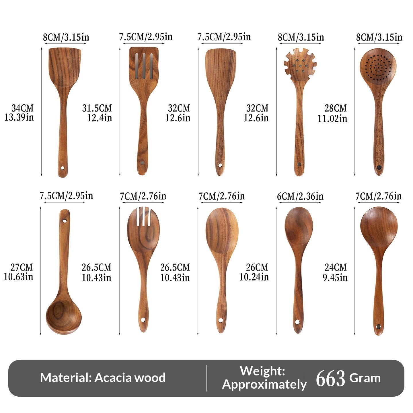 Spatula Soup Ladle And Wooden Turner Set In Teak