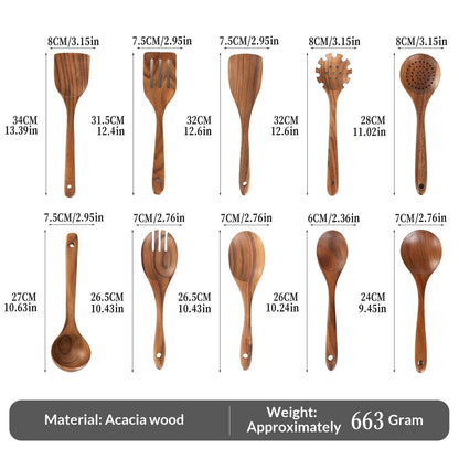Spatula Soup Ladle And Wooden Turner Set In Teak