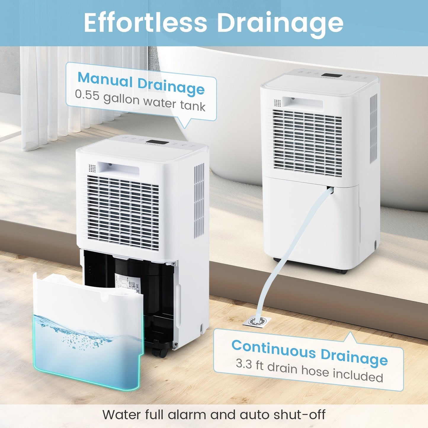 32 Pints 2000 Sq.ft Portable Dehumidifier for Home and Basement-White