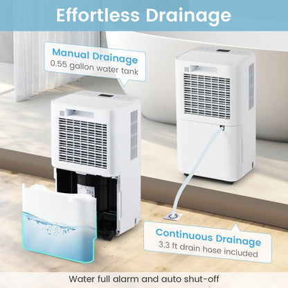 32 Pints 2000 Sq.ft Portable Dehumidifier for Home and Basement-White