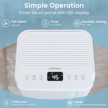 32 Pints 2000 Sq.ft Portable Dehumidifier for Home and Basement-White