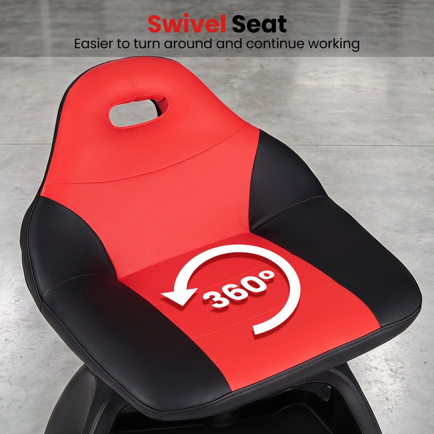 Rolling Mechanic Stool with Backrest and Tool Tray - 330 lbs