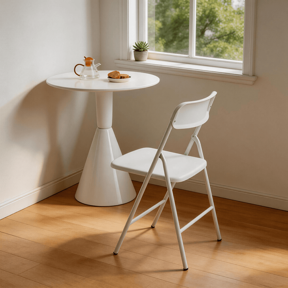 White PP Cushion Folding Stackable Chairs Pack For Outdoor