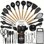 Wooden-Handle Silicone Kitchen Tool Set