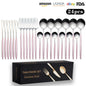 Cutlery Set Stainless Steel Knife Fork Set 24-Piece Tableware Set Golden Steak Knife Fork Spoon 6-Person Set