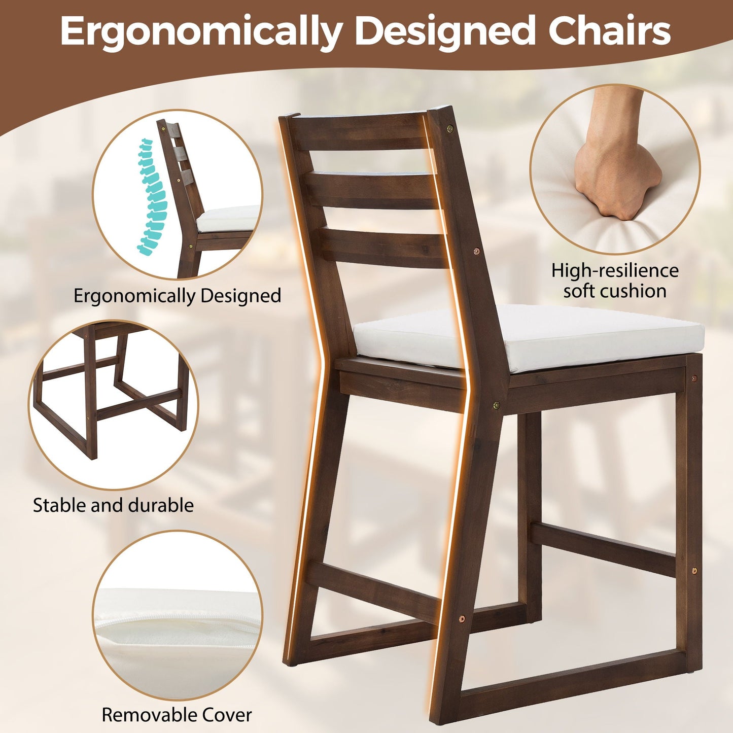 Patio Bar Set With Ergonomic Chairs