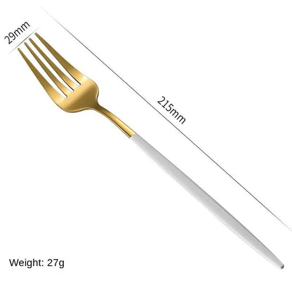 Stainless Steel Cutlery Set with Portuguese Gold Spray Painted Steak Knife, Fork, Spoon, and Tea Spoon 4-Piece Gift Pack