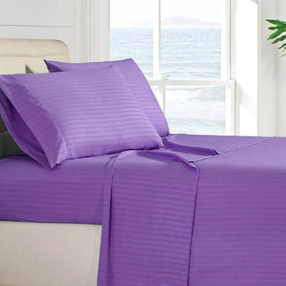 4-Piece: Stripe Smooth Textured Bedding Sheet Set