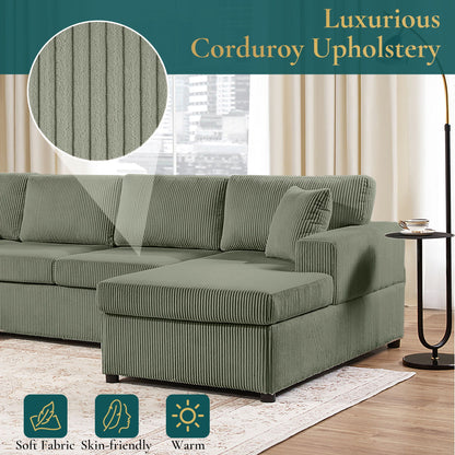 Oversized Sectional U-Shaped Sofa With Chaise Lounge And Three Soft Throw Pillows