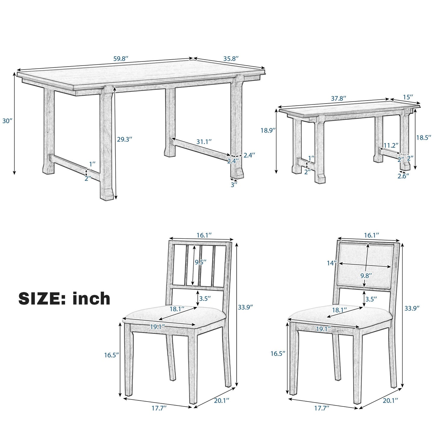 6 Piece Kitchen & Dining Room Furniture