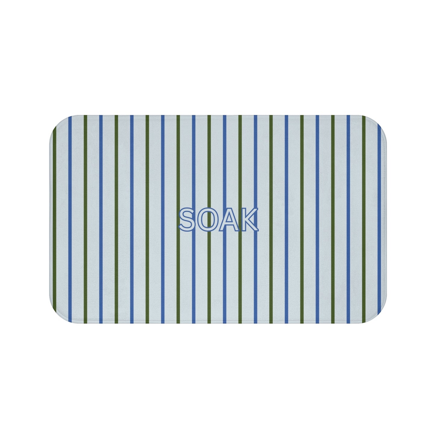 SOAK Striped Bath Mat — Blue & Green Spa Bathroom Rug