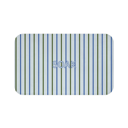 SOAK Striped Bath Mat — Blue & Green Spa Bathroom Rug