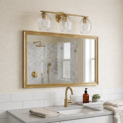 Luster Three Lights Vanity with Clear Glass for Bathrooms