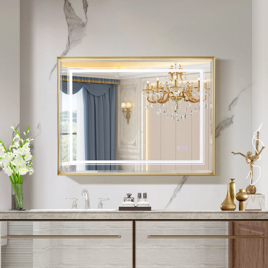 40x30 Inch LED Bathroom Beveled Mirror
