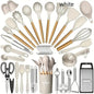 Wooden-Handle Silicone Kitchen Tool Set