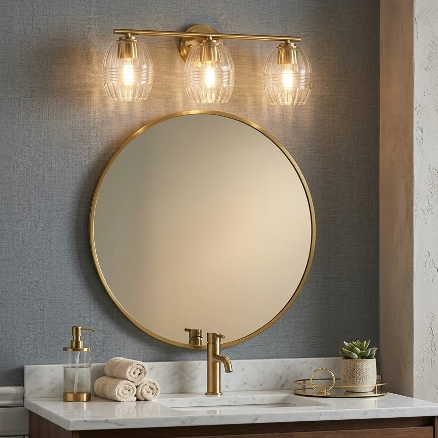 Luster Three Lights Vanity with Clear Glass for Bathrooms
