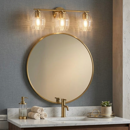 Luster Three Lights Vanity with Clear Glass for Bathrooms