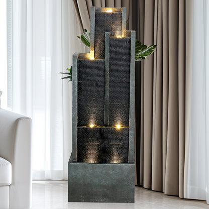 Resin Ribbed Slate Outdoor Water Fountain Quiet 50 in