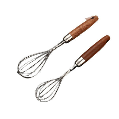 Stainless Steel Wooden-handled Manual Kitchen Mixeregg Beater Gadget