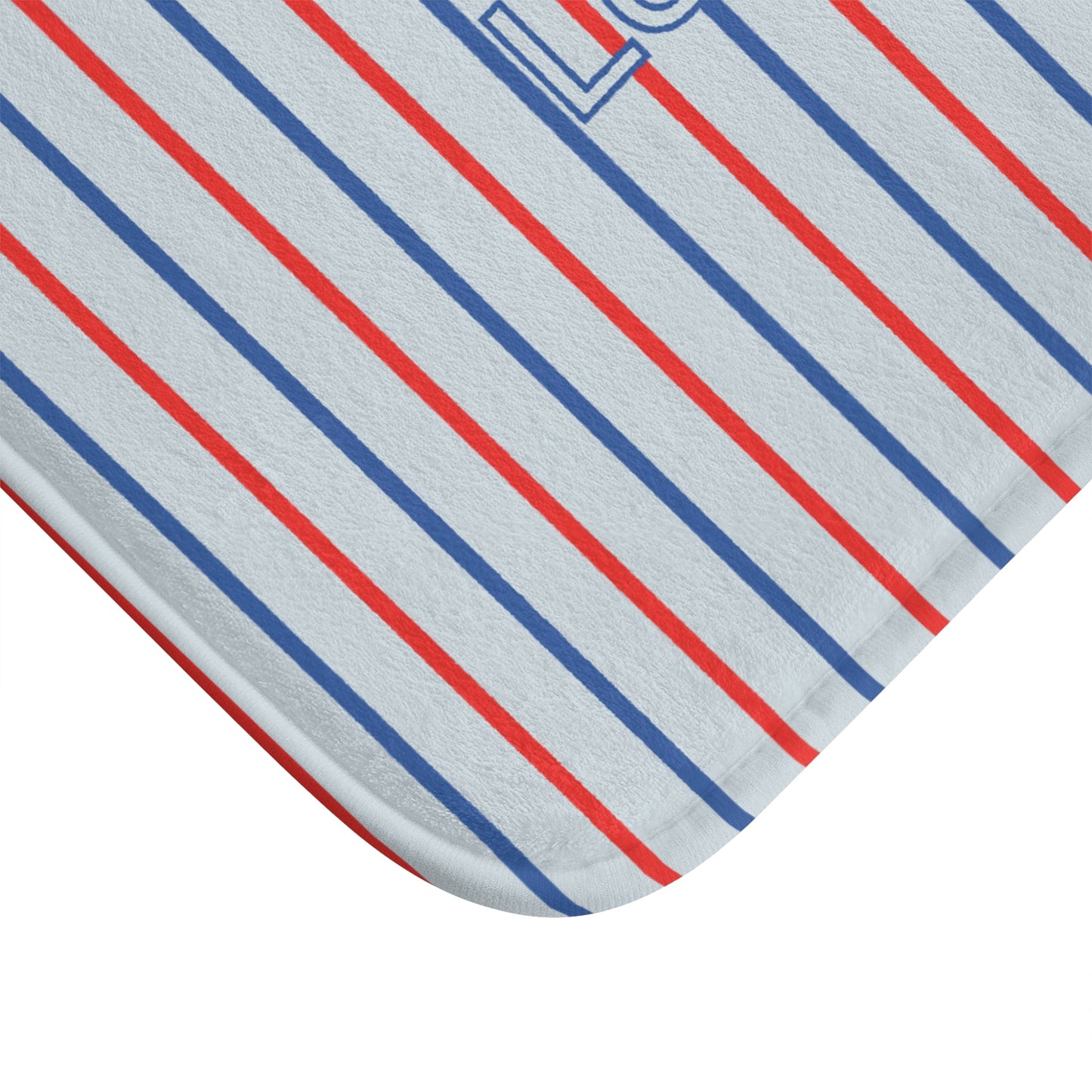 Le Bain Tricolor Striped Bath Mat, BLUE — French-Inspired Red & Blue Bathroom Rug
