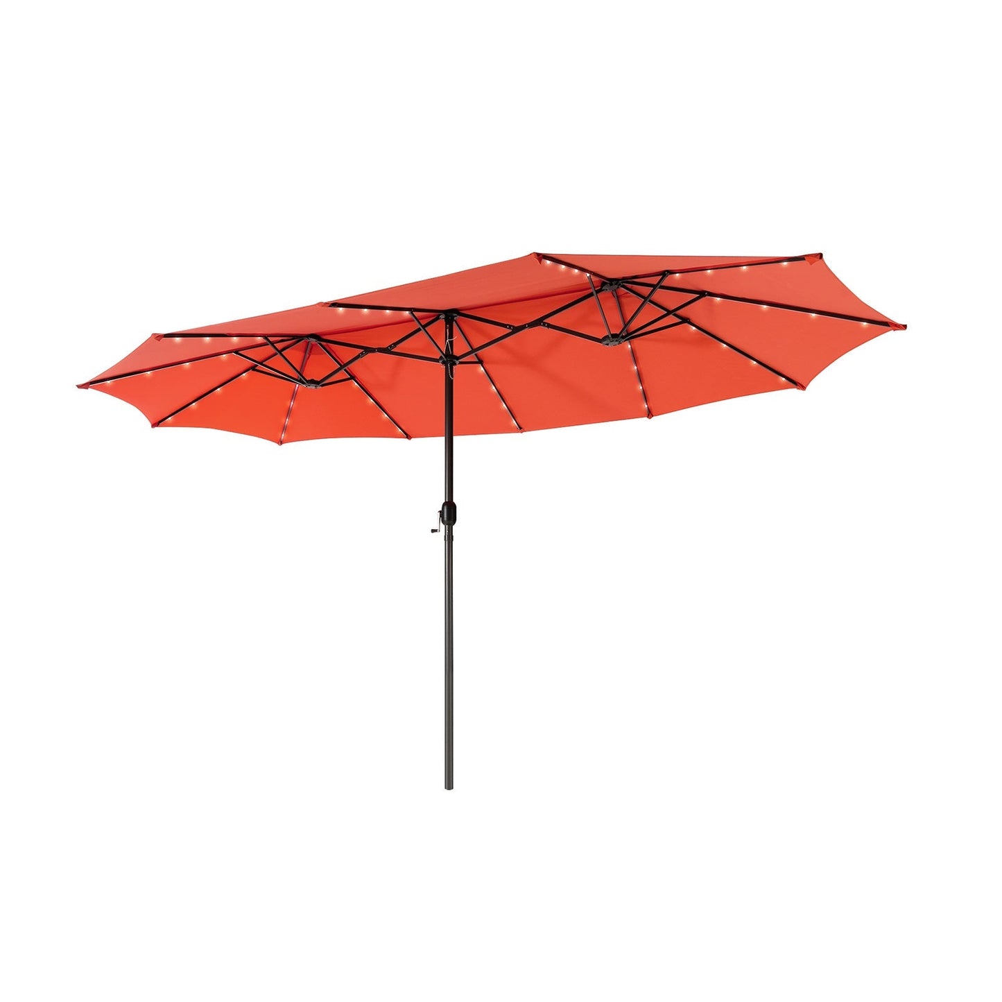 15 Feet Twin Patio Umbrella with 48 Solar LED Lights