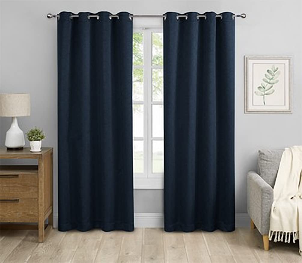 Fennco Styles Grommet Top Scallop Pattern Blackout Window Curtains 2 Panels Set for Bedroom, Living Room, Patio Door Backing Sliding Glass Door Drape