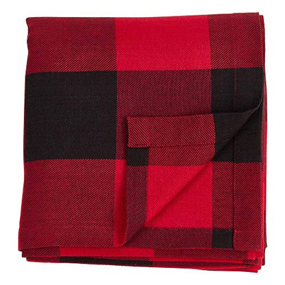 Buffalo Plaid Home Décor 100% Pure Cotton Rod Pocket Window Curtain Single 1 Panel for Bedroom, Living Room, Patio Door Backing Sliding Glass Door Drape, 54 Inches W x 84 Inches L, Red-Black