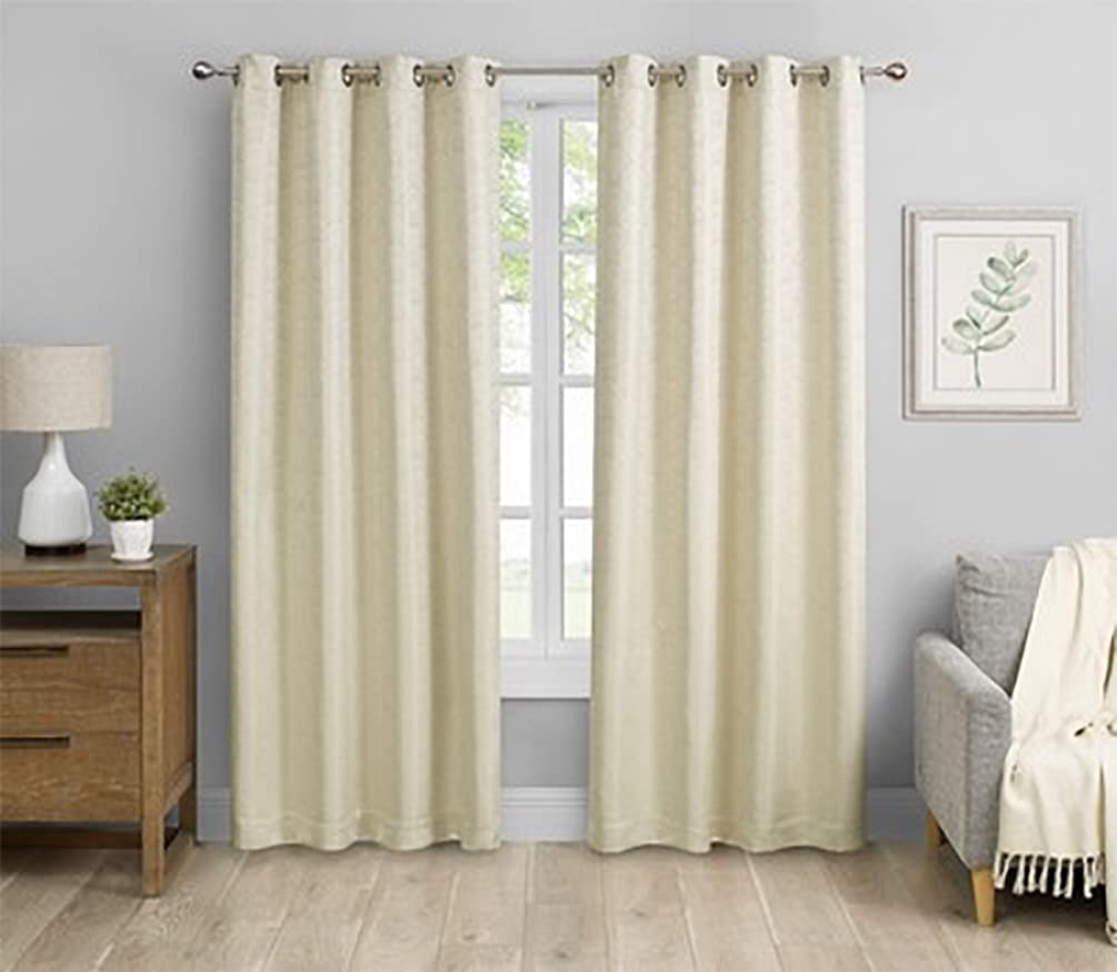 Fennco Styles Grommet Top Scallop Pattern Blackout Window Curtains 2 Panels Set for Bedroom, Living Room, Patio Door Backing Sliding Glass Door Drape