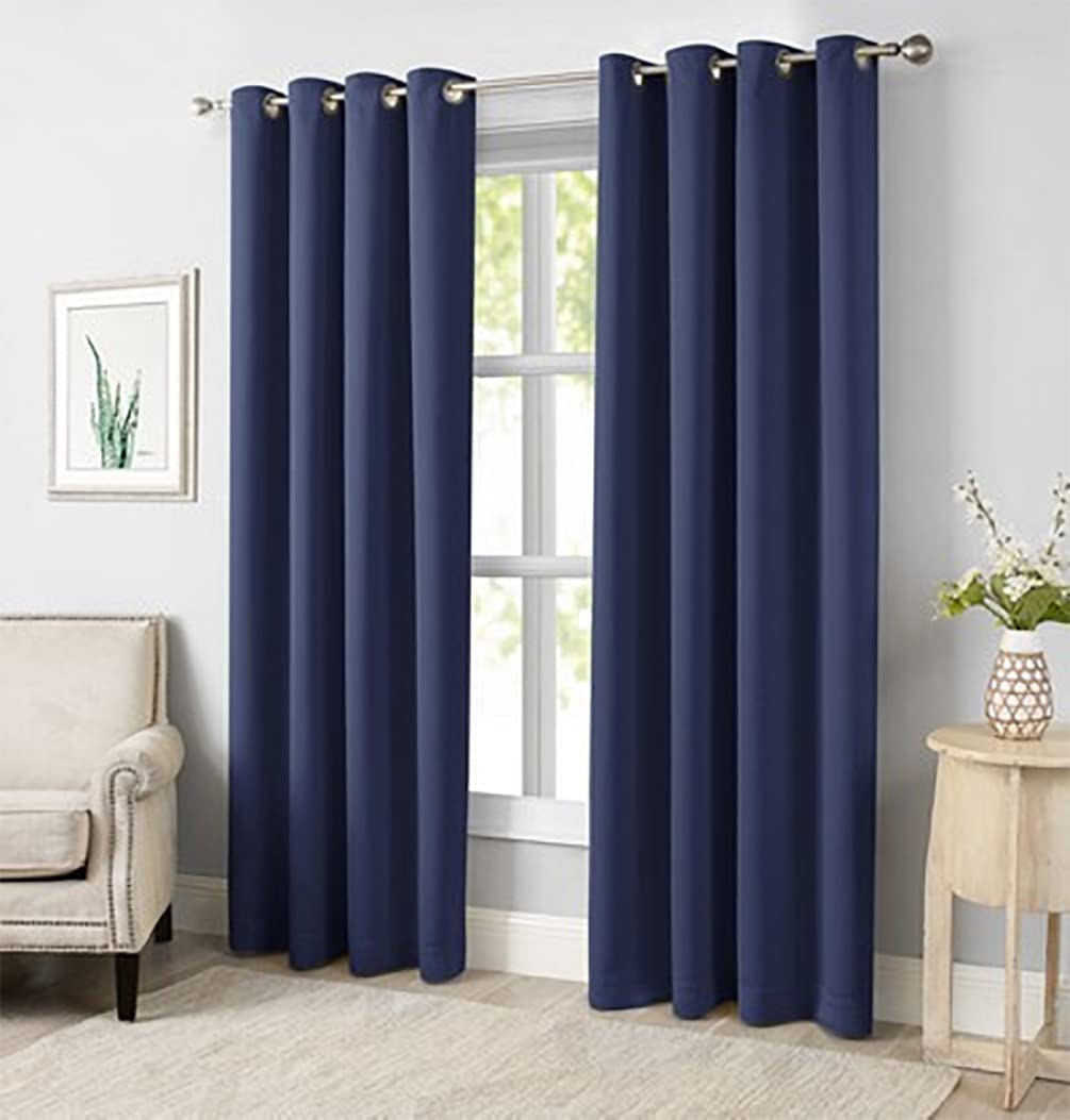 Fennco Styles Grommet Top Blackout Window Curtains 2 Panels for Bedroom, Living Room, Patio Door Backing Sliding Glass Door Drape