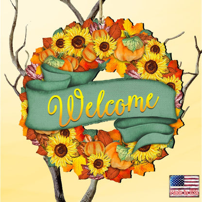 Flower Fall Wreath Wooden Ornaments by G. DeBrekht - Thanksgiving Halloween Decor - 8185305-2