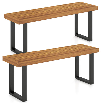 Acacia Wood Outdoor Bench 48 Inch Long Patio Dining Bench